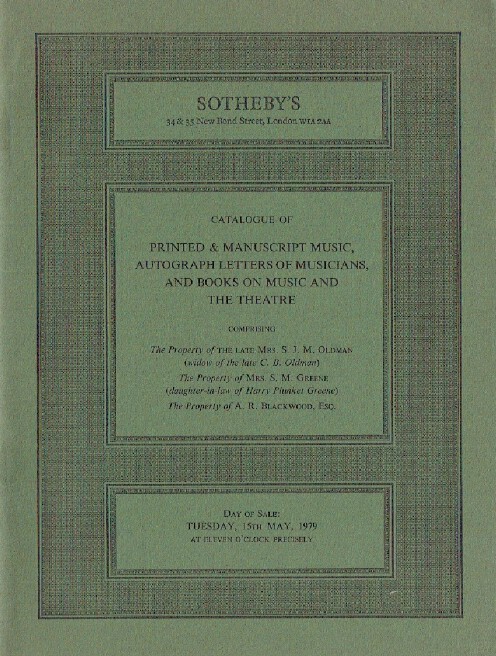 Sothebys May 1979 Printed & Manuscripts Music, Autograph & Letters