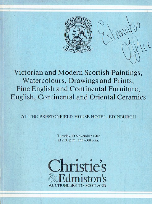 Christies November 1982 Victorian Paintings, Continental Furniture & Ceramics