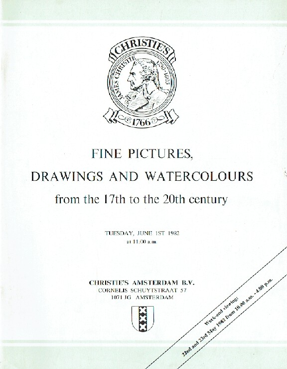 Christies June 1982 Fine Pictures & Drawings from The 17th to the 20th Century