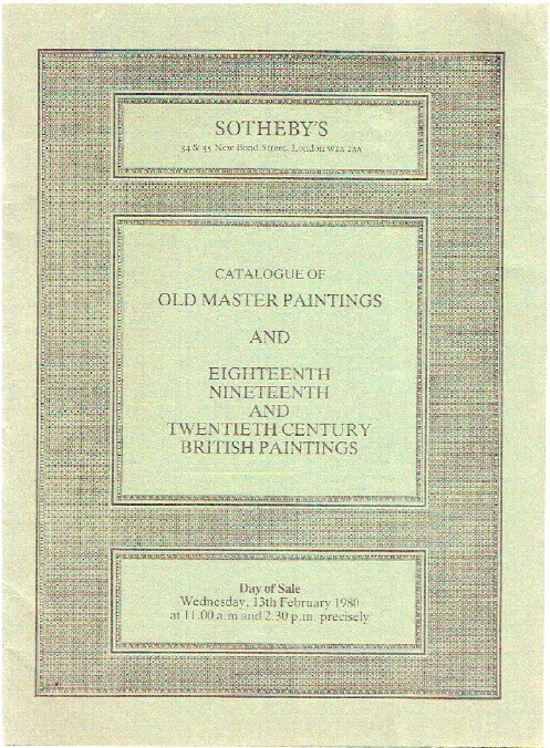 Sothebys February 1980 Old Master Paintings and 18th, 19th & 20th C Paintings