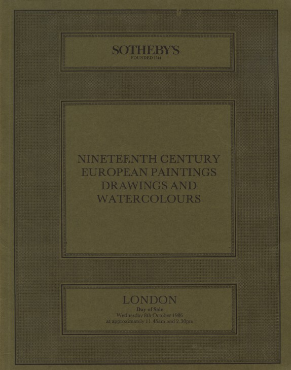 Sothebys 1986 19th Century European Paintings, Drawings